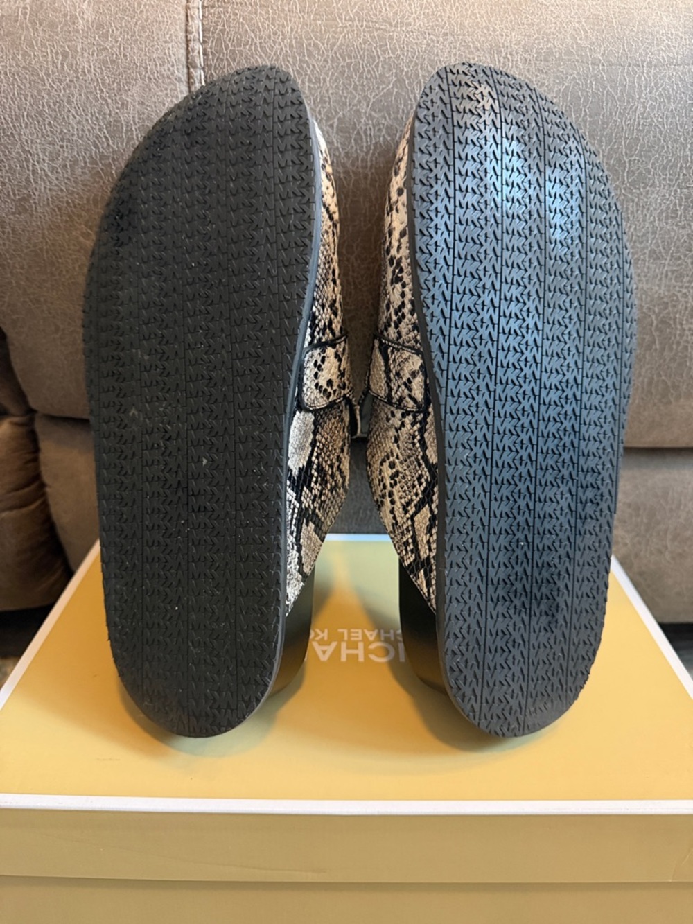 Michael Kors Jaden Clog Mules Snake Print leather with Gold Buckle - Picture 10 of 10
